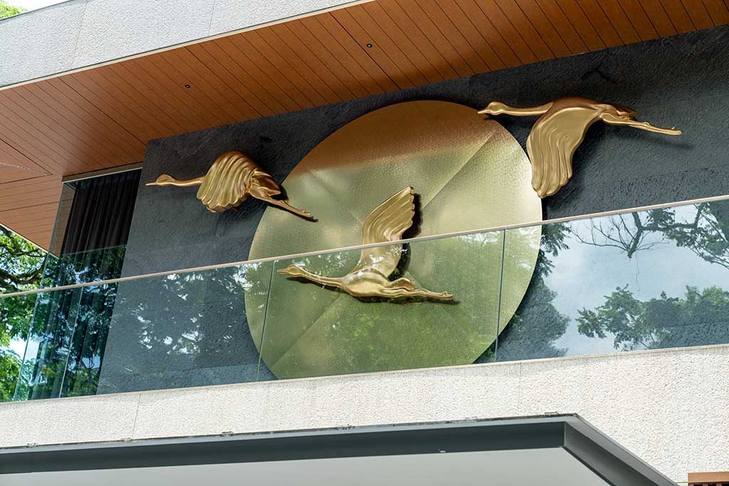 Copper bird sculptures — after restoration