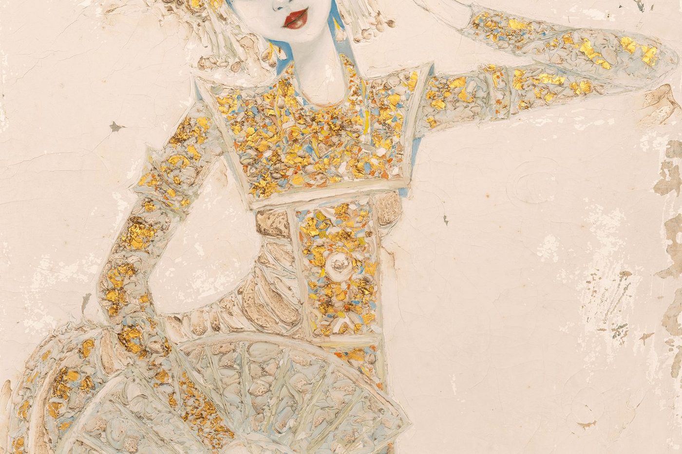 Before restoration — paint loss detail