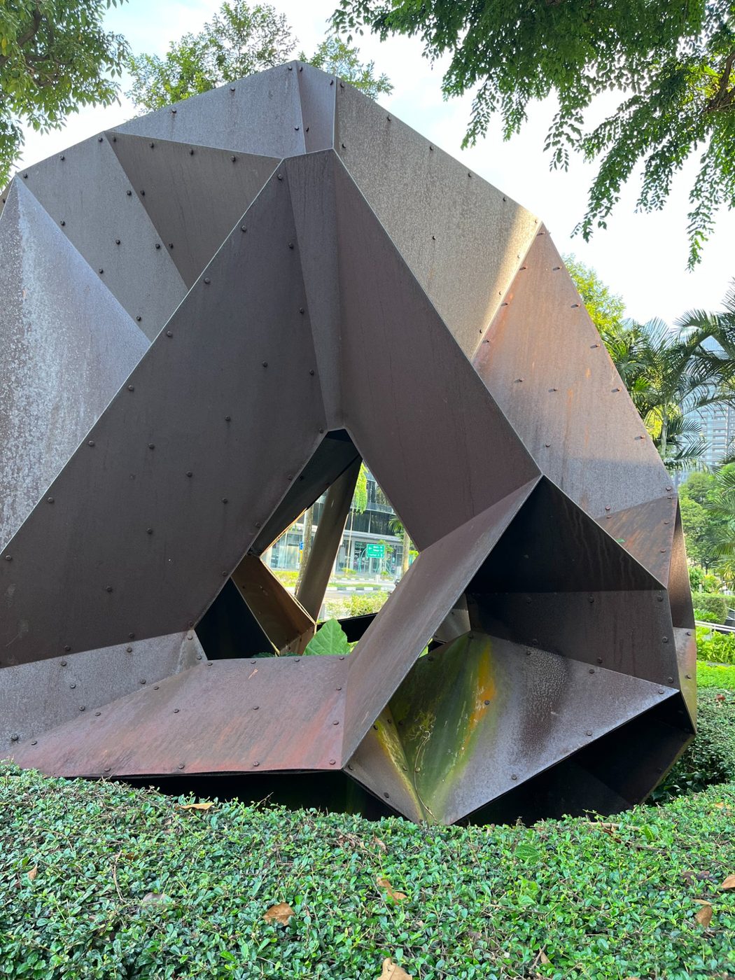 Before restoration — close-up showing rust and moss growth