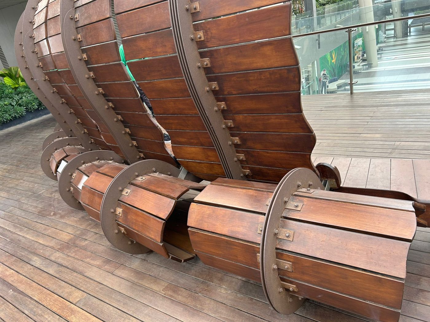 Before — base detail showing rust and worn timber